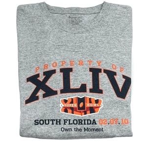 REEBOK GRAY SUPER BOWL XLIV 2010 LONG SLEEVE T-SHIRT - COLTS VS SAINTS